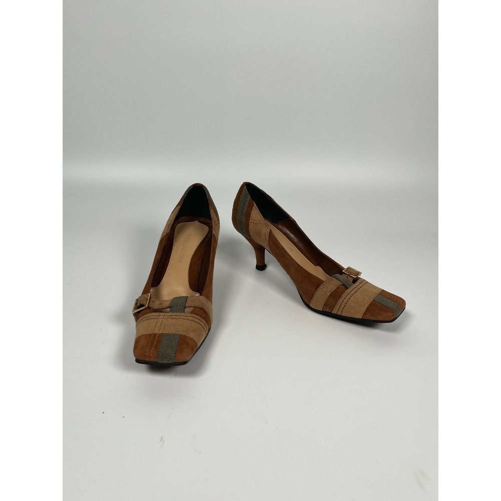 VTG Ann Marino Pumps Women 6.5M Brown Suede Square Toe Academia Preppy Old Money